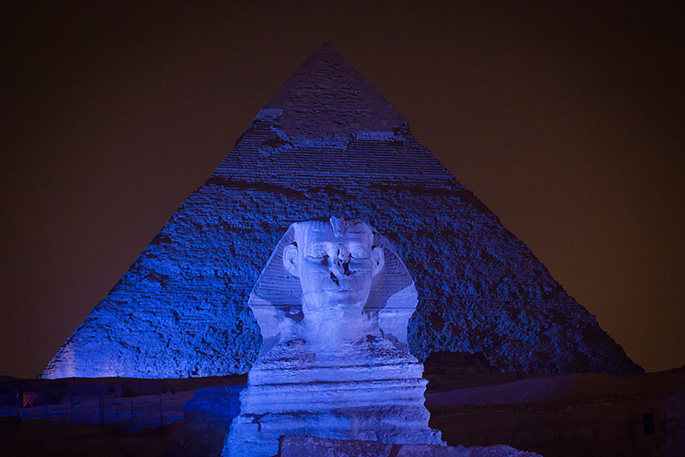 The Great Sphinx goes blue to support autism awareness